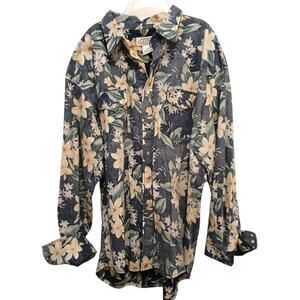 Cowboy Gang Shirt Men's 2XL Blue Pearl Snap Hawaii Floral PLUMERIA Western Boho